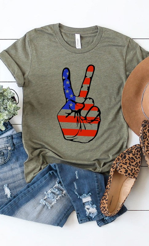 American Peace Sign Plus Size Graphic Tee