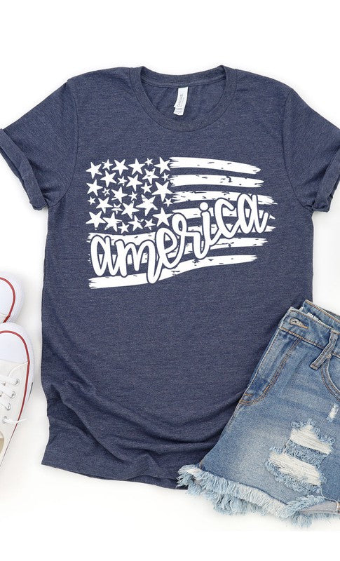 America Flag stars stripes Plus Size Graphic Tee