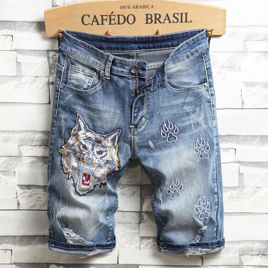 Ripped Denim Shorts Men&