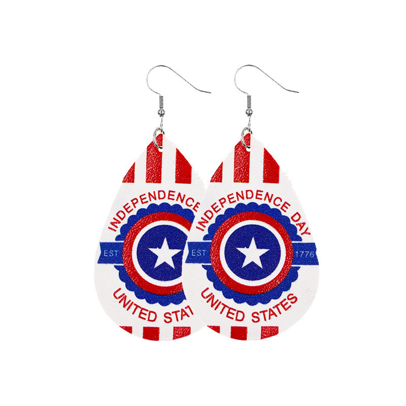 Independence Day Leather Earrings  AliExpress Hot Flag Leather Earrings Factory Direct Sales