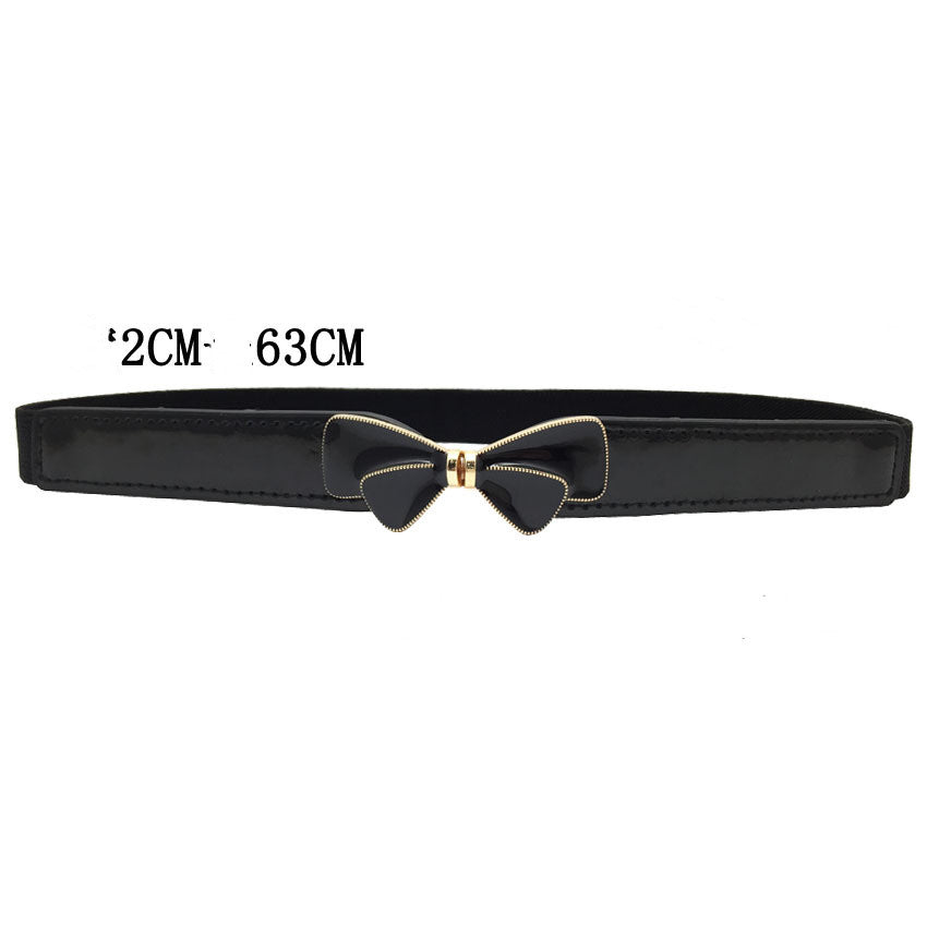 Fashion Lacquered Red And Black Thin Belt Female Decoration