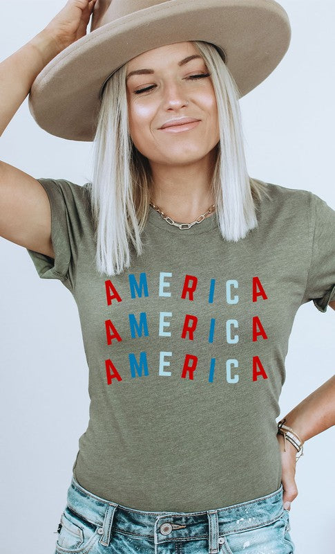 Red and Blue America Graphic Tee