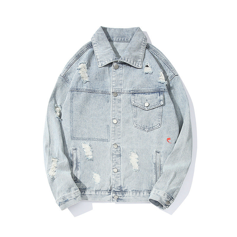 Lapel vintage denim jacket