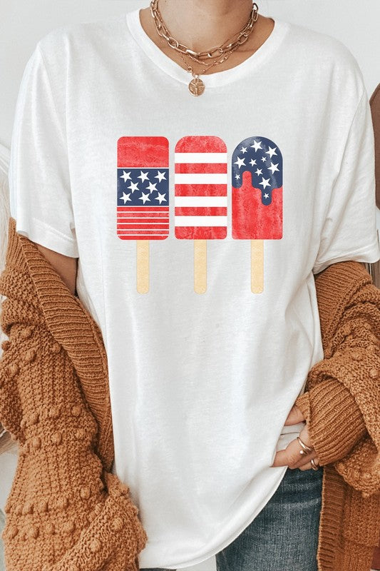 Patriotic American Flag Popsicles PLUS Graphic Tee