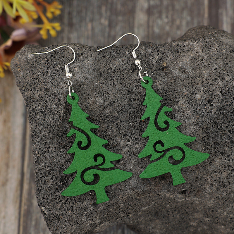 Christmas Tree Wooden Earrings