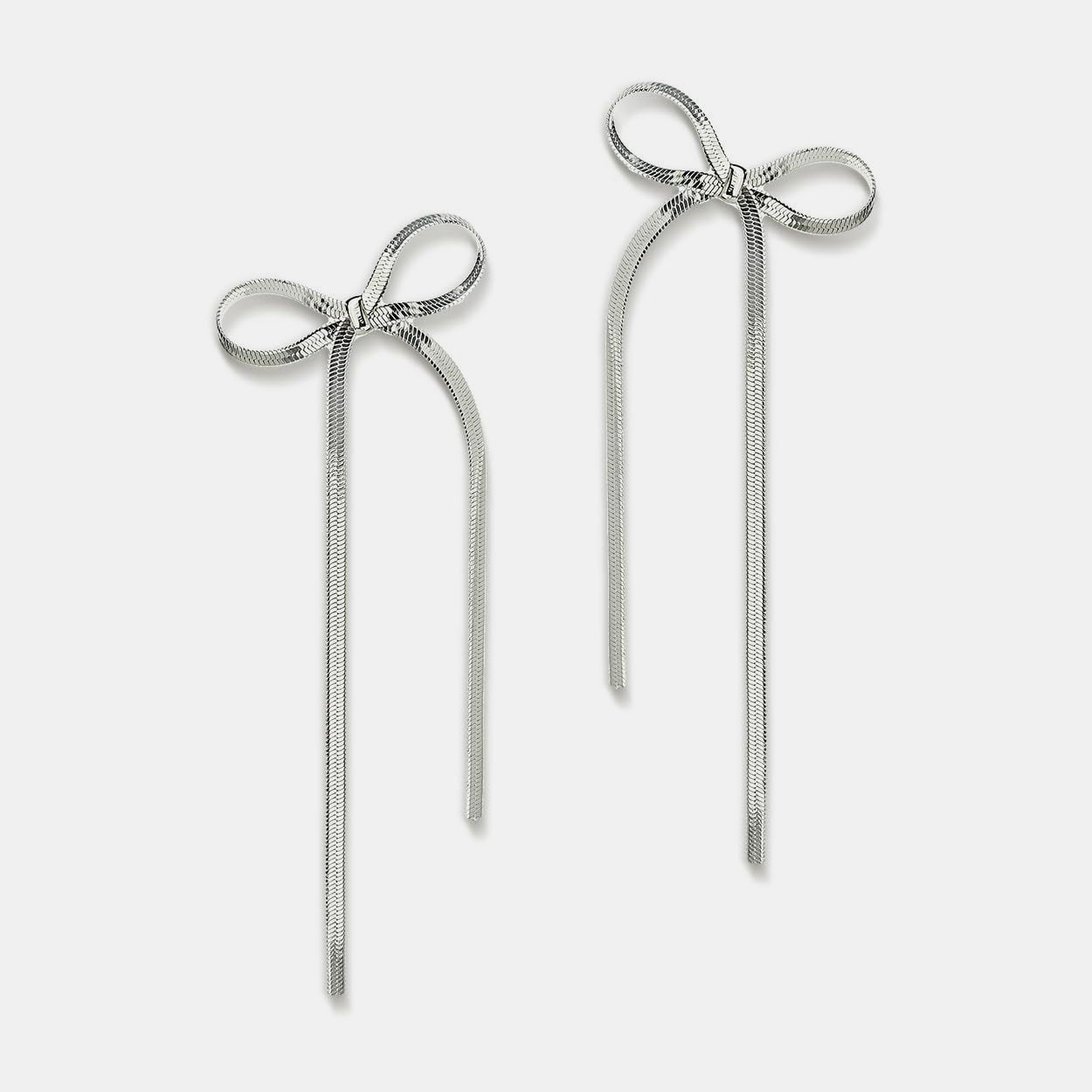 Stainless Steel Bow Bar Earrings