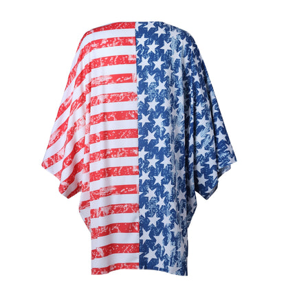 New Independence Day Flag Cardigan Loose Casual Women&
