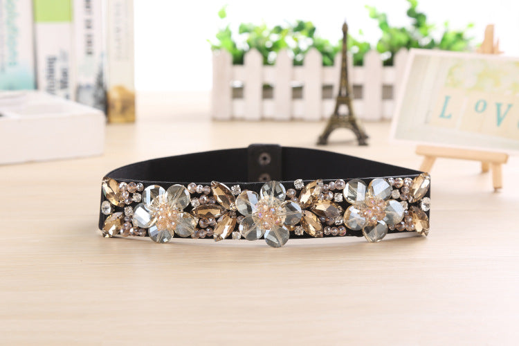 Rhinestone Crystal Waist Women Womens Elastic Belts