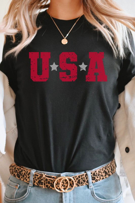 USA Star Patriotic July Fourth Picnic Graphic Tee