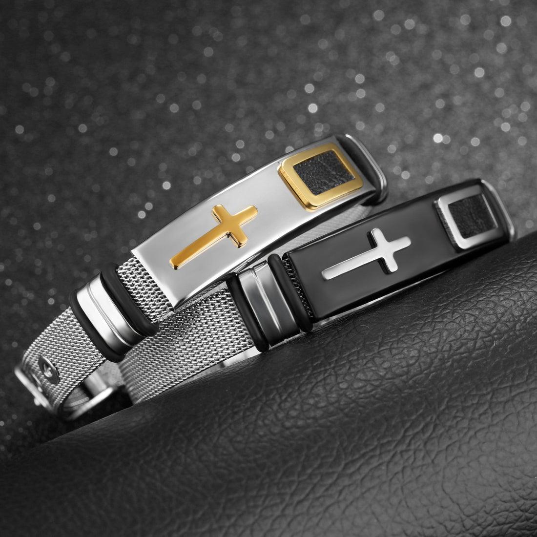 Steel mesh bracelet bracelet Bracelet gold cross titanium steel men&