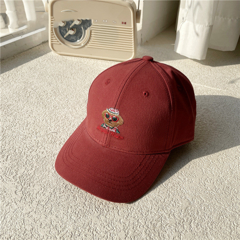 Fashion Kids Red Frame Brown Dog Baseball Hat