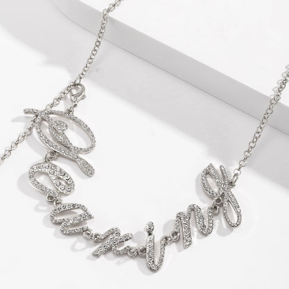 Fashion Alien Letter Full Rhinestone Pendant Waist Chain