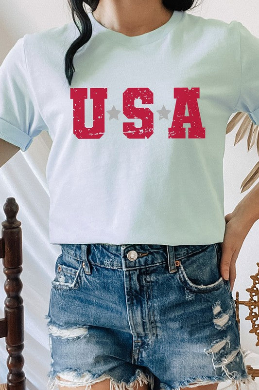 USA Star Patriotic July Fourth Picnic Graphic Tee