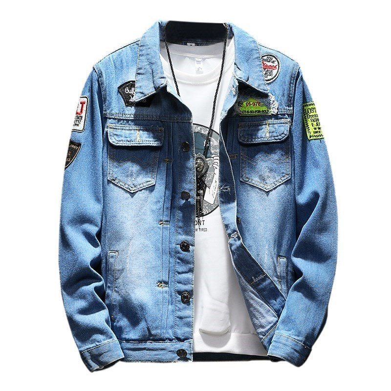 Large size denim jacket new men&