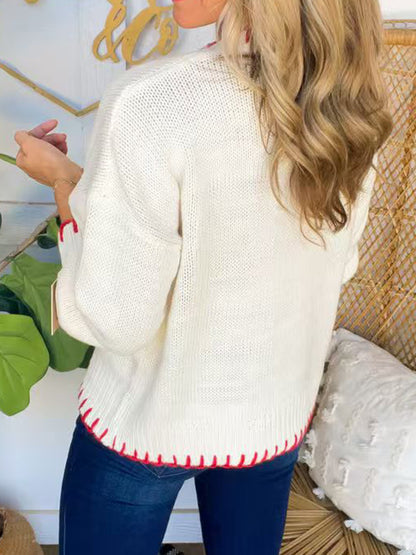 Bow Round Neck Long Sleeve Sweater