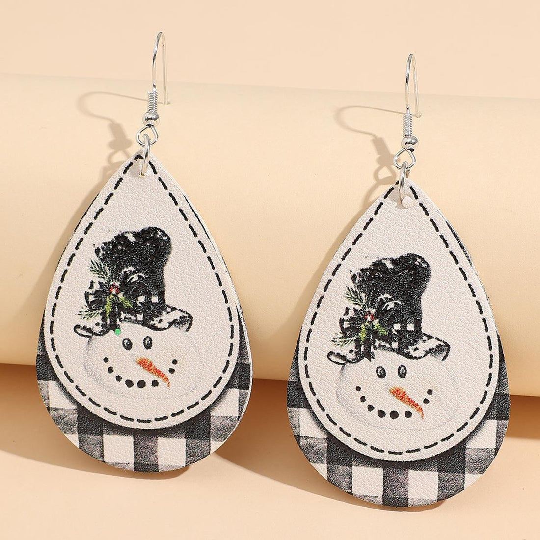 Snowman PU Leather Dangle Earrings