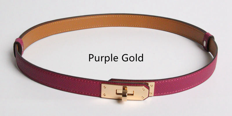 High Quality Women Real Leather 1.8cm Width Belts Golden