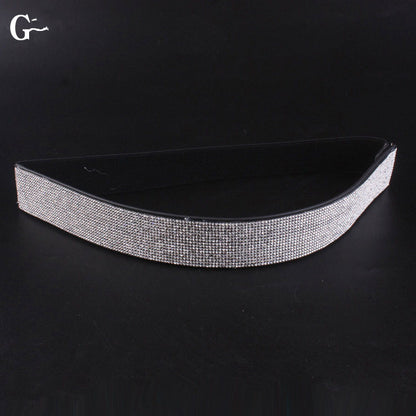 Rhinestones And Diamonds Elastic Wide Belt Flashing Diamonds Ladies Versatile Crystal Stretch