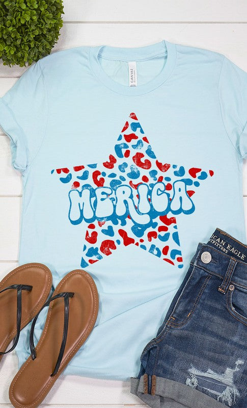 Leopard Merica Star Graphic Tee PLUS