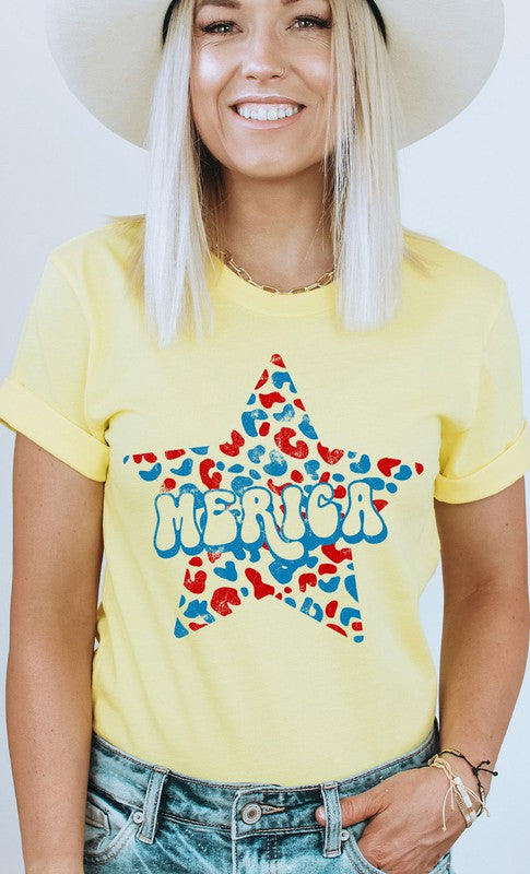 Leopard Merica Star Graphic Tee PLUS