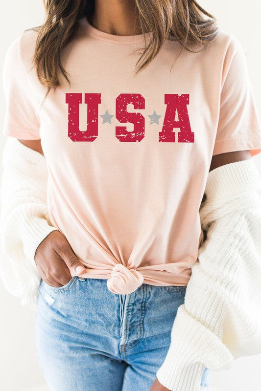 USA Star Patriotic July Fourth Picnic Graphic Tee