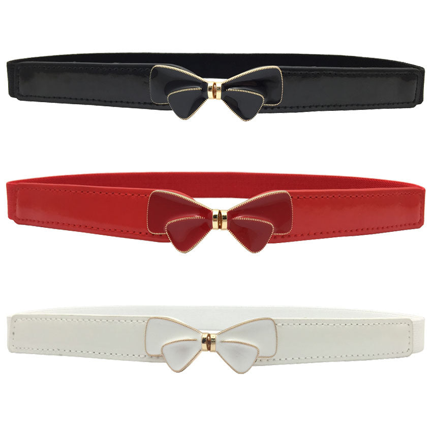 Fashion Lacquered Red And Black Thin Belt Female Decoration