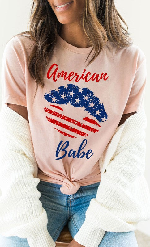 American Babe Lips Stars Stripes Graphic Tee