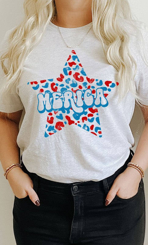 Leopard Merica Star Graphic Tee PLUS