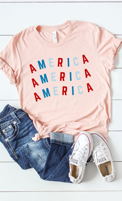 Red and Blue America Graphic Tee