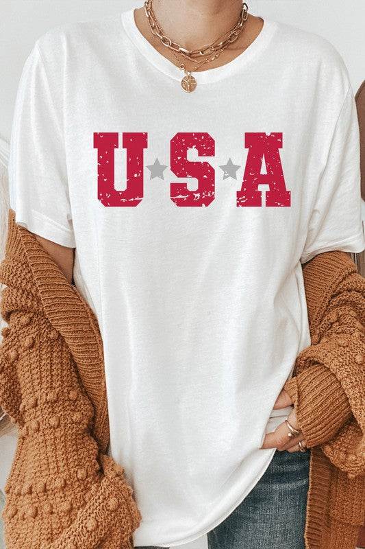 USA Star Patriotic July Fourth Picnic Graphic Tee