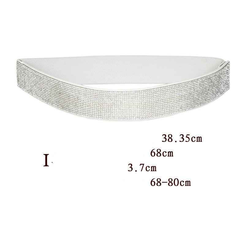 Rhinestones And Diamonds Elastic Wide Belt Flashing Diamonds Ladies Versatile Crystal Stretch