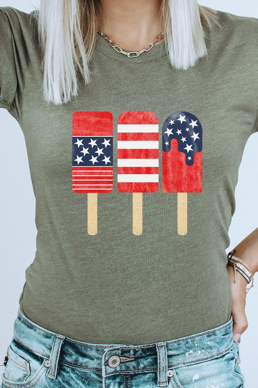 Patriotic American Flag Popsicles PLUS Graphic Tee