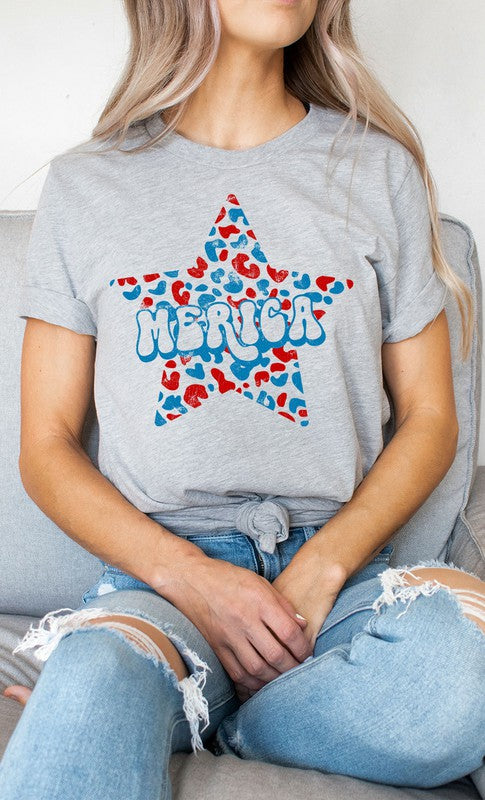 Leopard Merica Star Graphic Tee PLUS