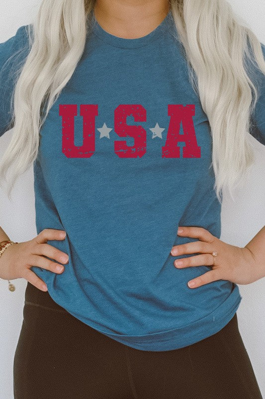 USA Star Patriotic July Fourth Picnic Graphic Tee