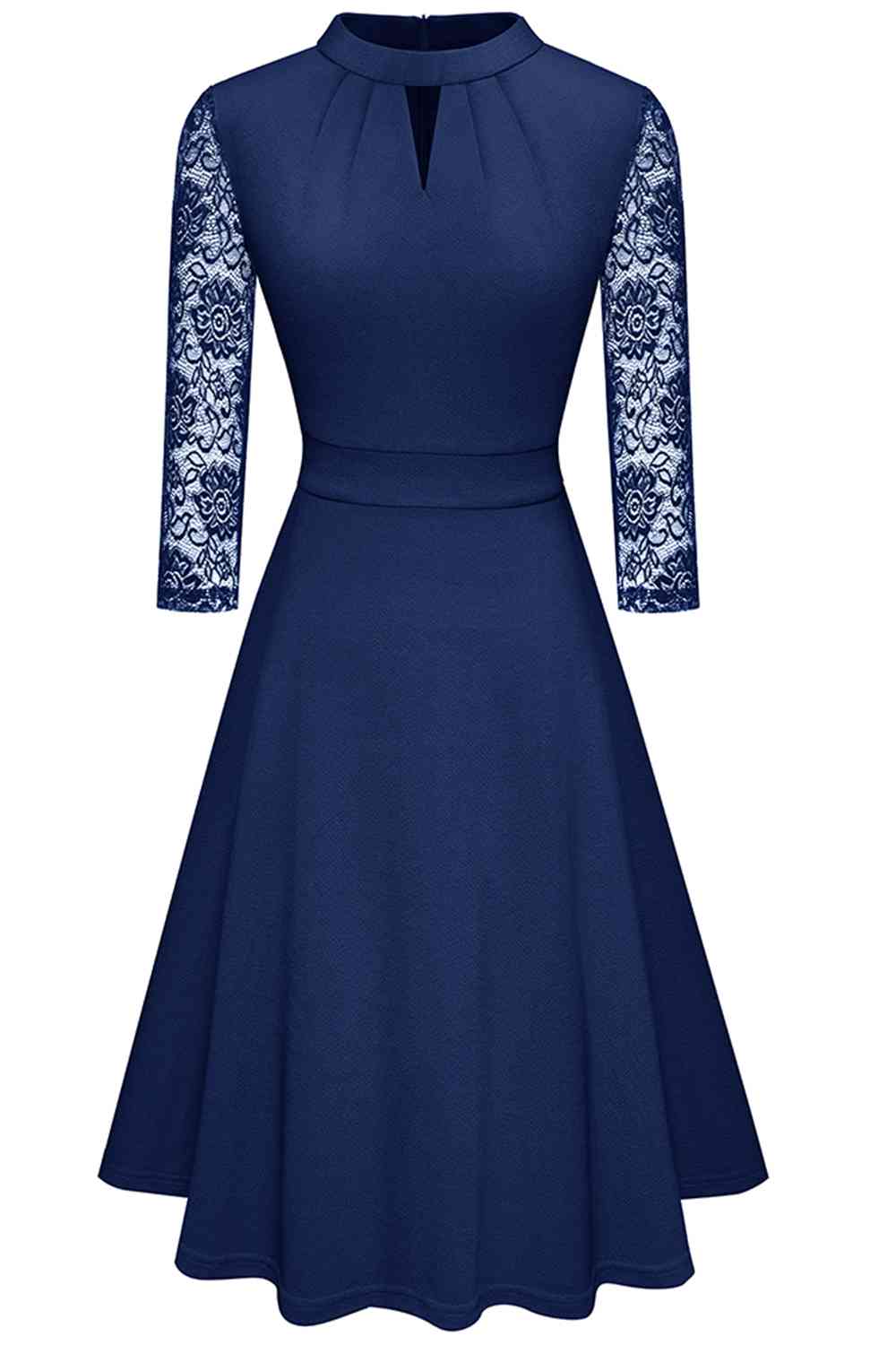 Round Neck Three-Quater Sleeve Cutout Dress