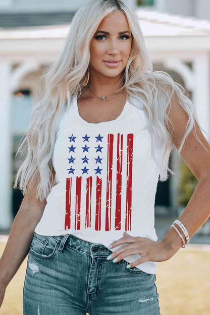 US Flag Graphic Scoop Neck Tank