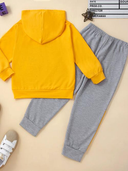 Graphic Hooded Top and Contrast Pants Set