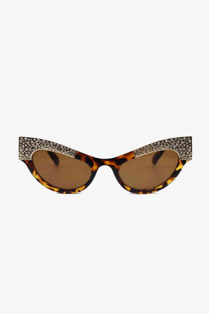 UV400 Rhinestone Trim Cat-Eye Sunglasses