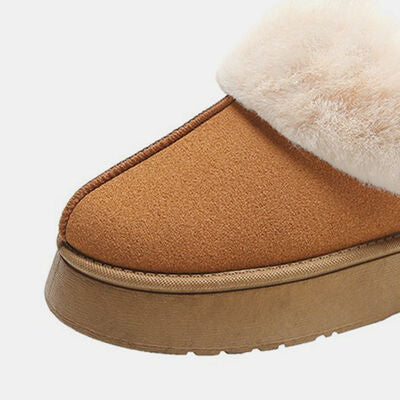 Furry Chunky Platform Slippers