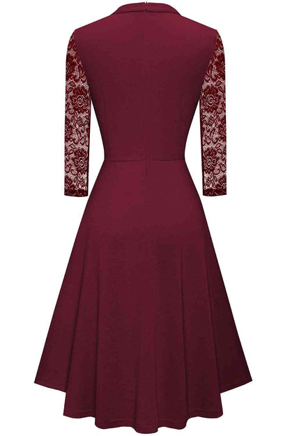 Round Neck Three-Quater Sleeve Cutout Dress