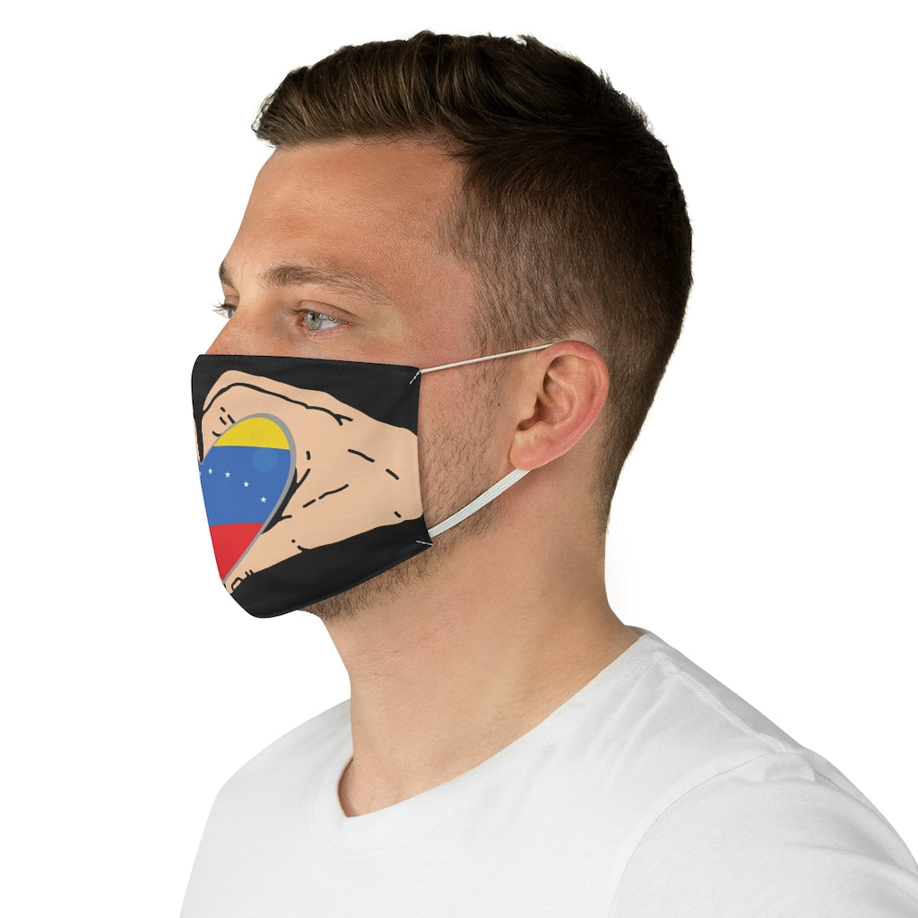 Venezuela Heart, Black Fabric Face Mask