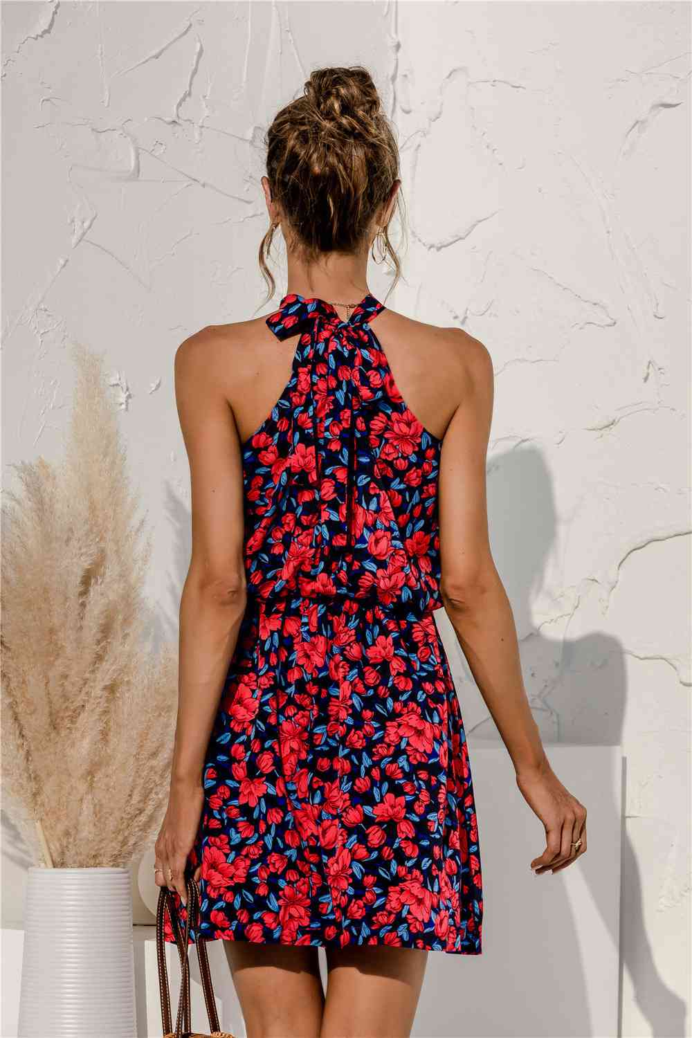 Floral Tied Sleeveless Mini Dress