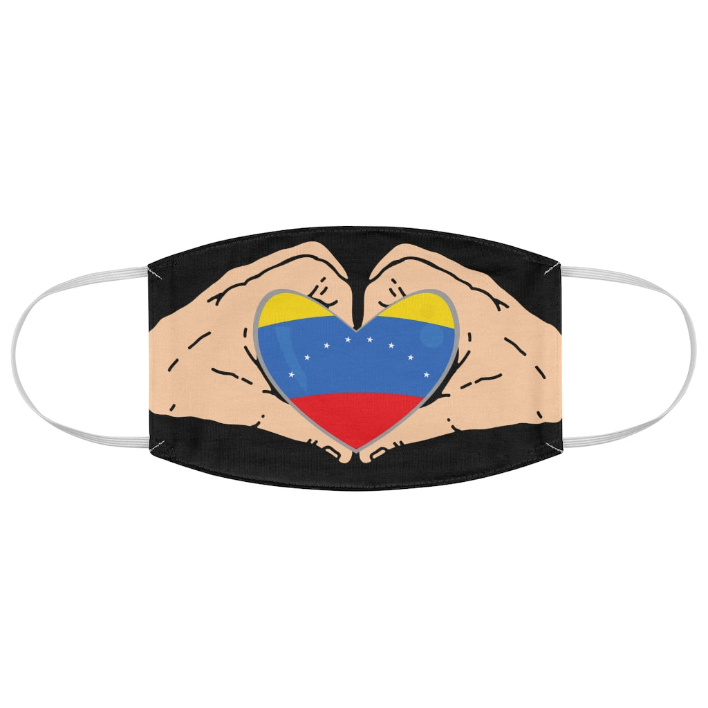 Venezuela Heart, Black Fabric Face Mask