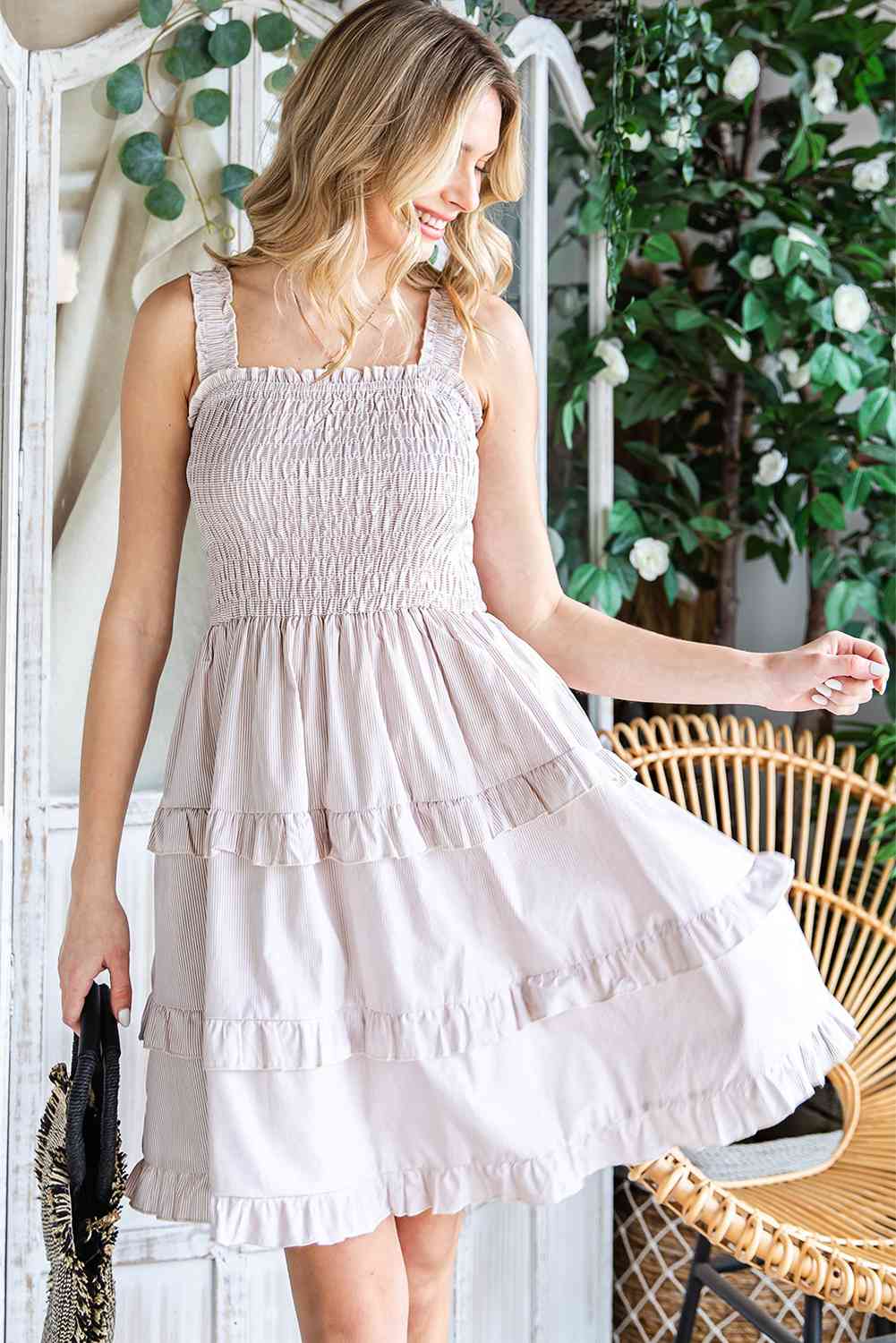 Smocked Tiered Sleeveless Dress