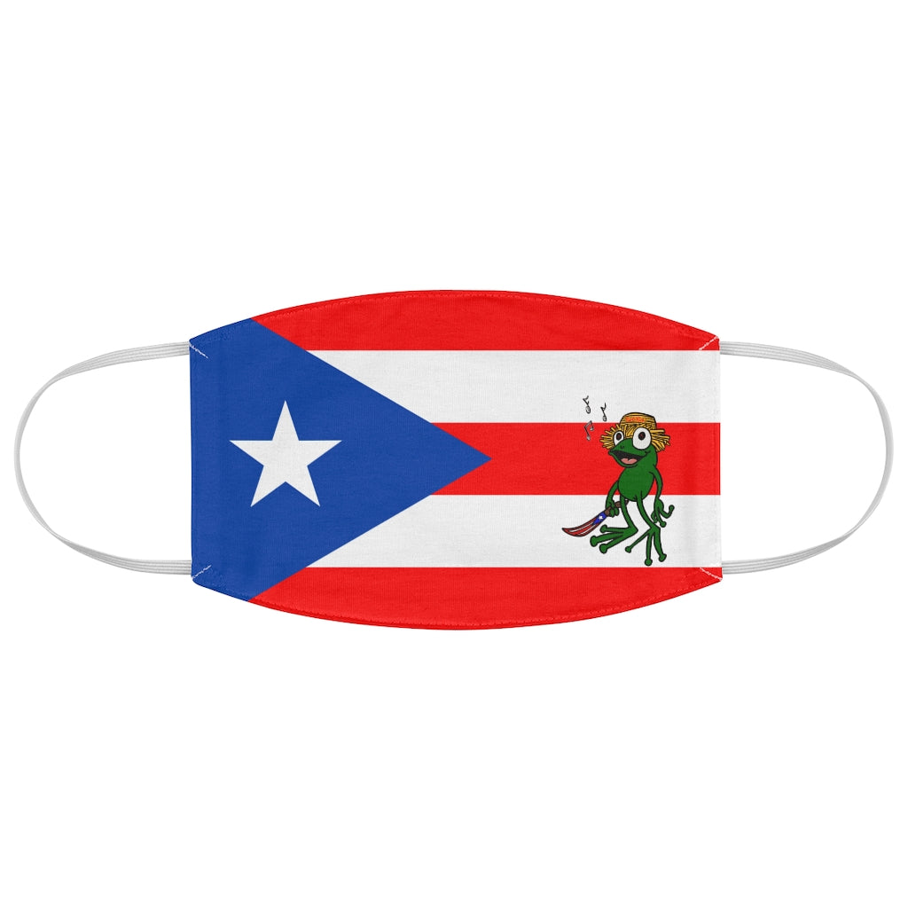 PR Flag Singing Green Coqui Machete - Fabric Face Mask