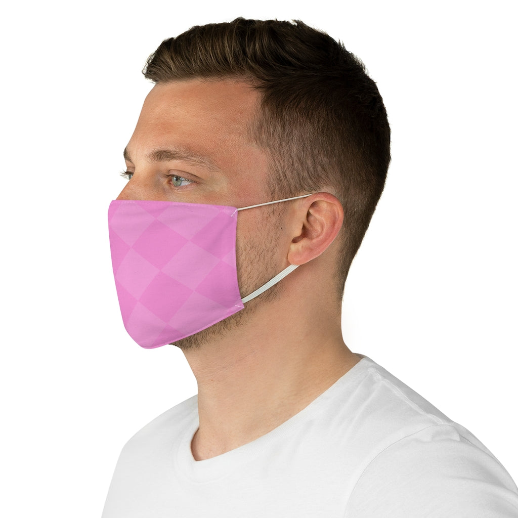 Pink Checkered Fabric Face Mask