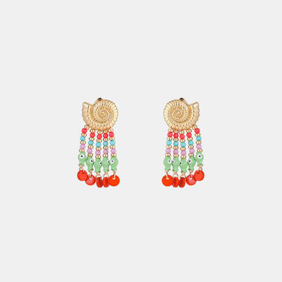 Shell &amp; Tassel Alloy Dangle Earrings