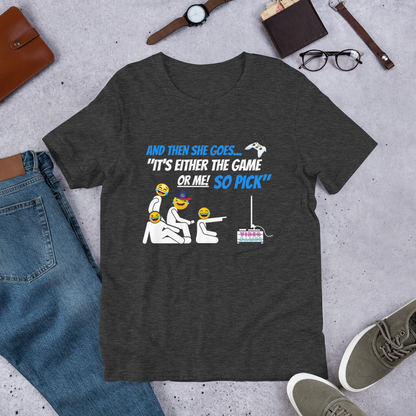 And Then She Goes...(Playstation Remote Blue) Short-Sleeve Unisex T-Shirt